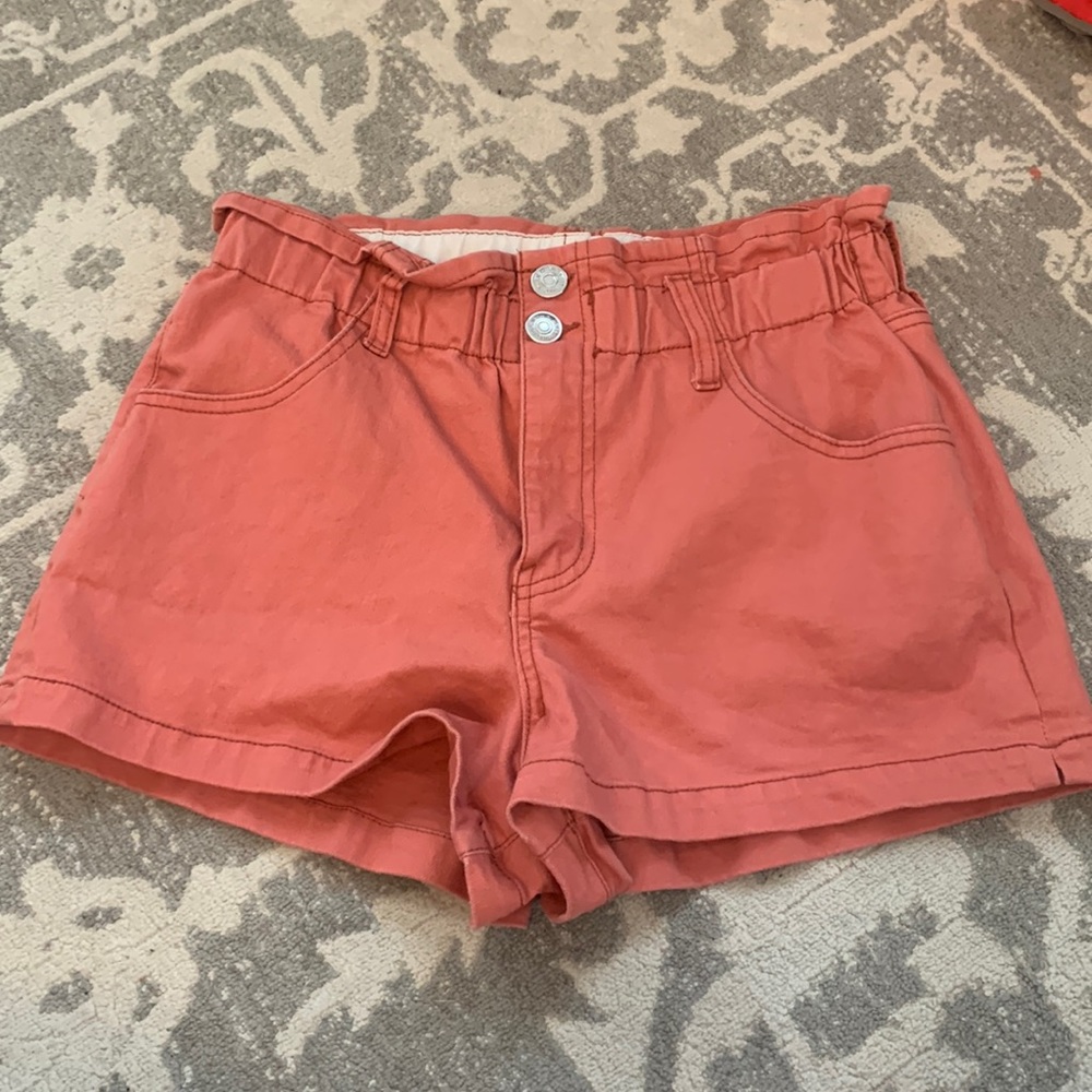 Paperbag denim shorts